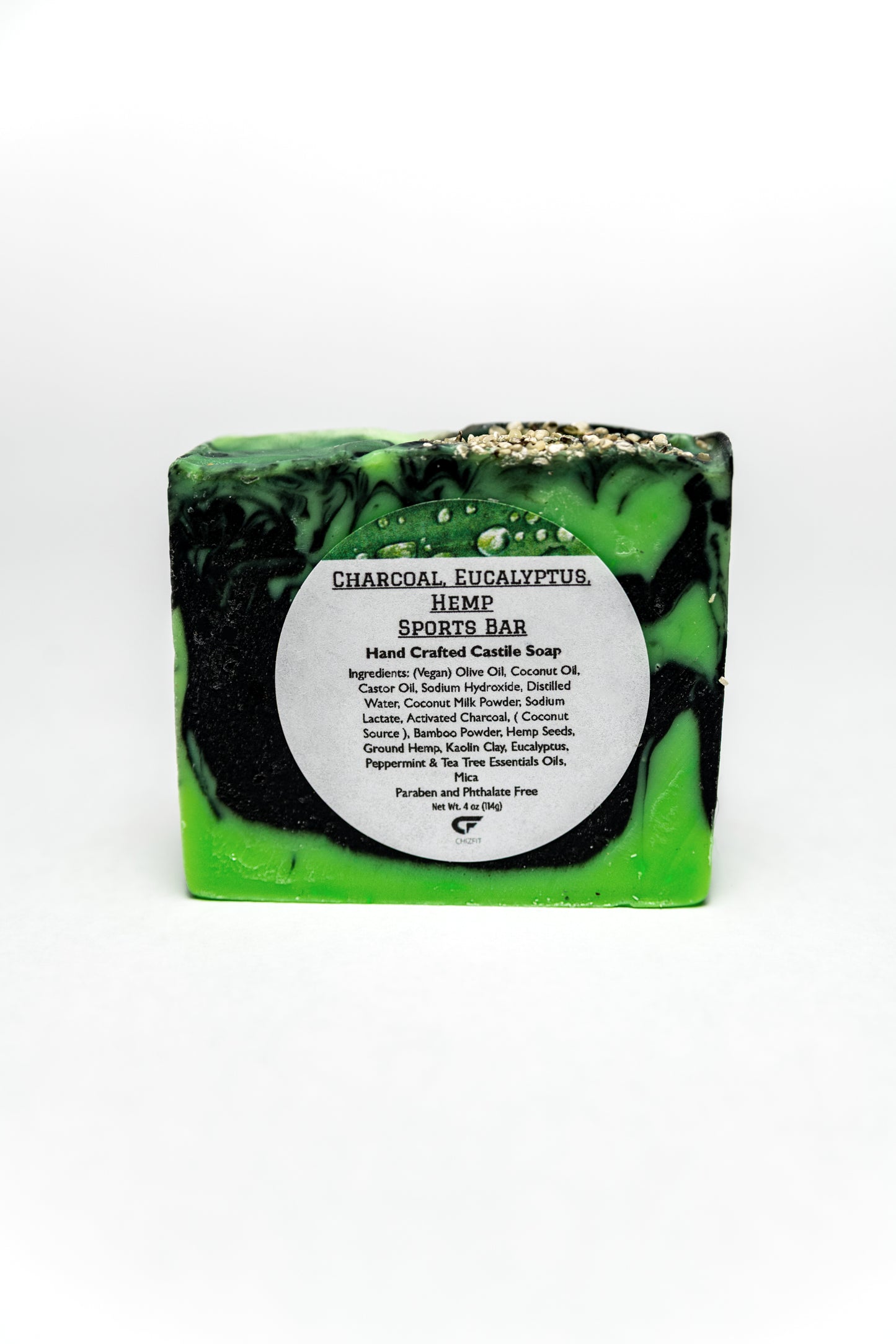 Charcoal, Eucalyptus, Hemp Sports Soap Bar