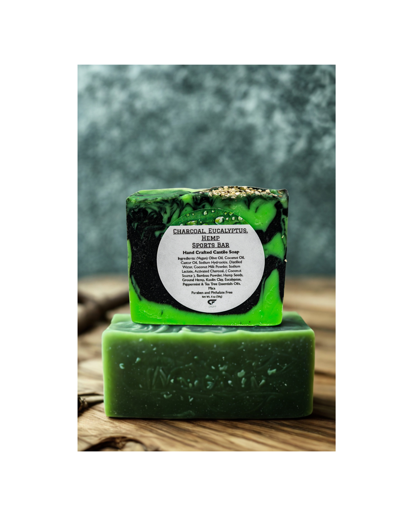 Charcoal, Eucalyptus, Hemp Sports Soap Bar– Refresh, Recover, and Rejuvenate