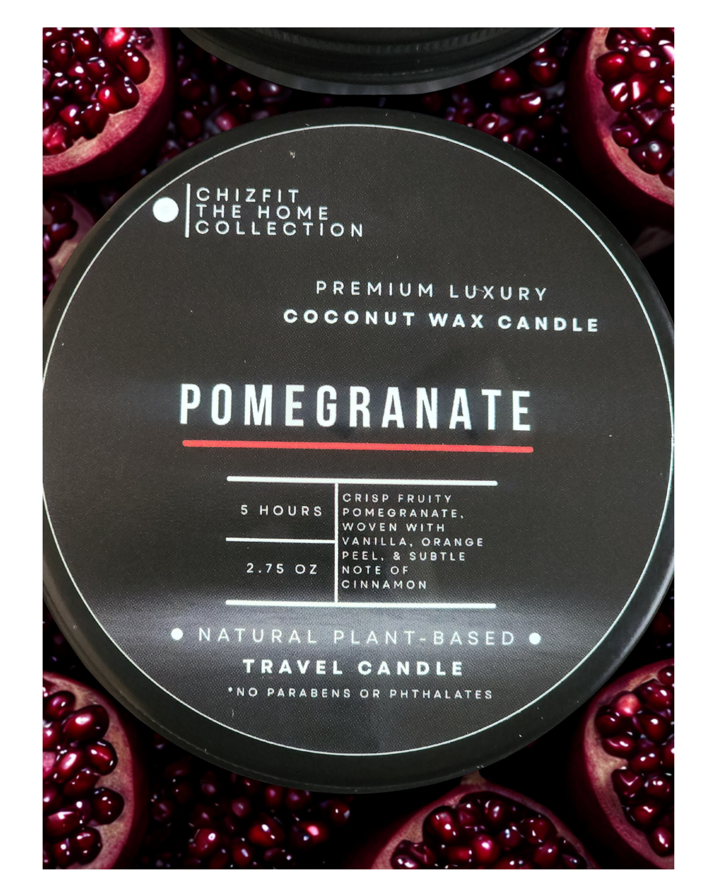 Premium Coconut Wax Travel Candle – Pomegranate
